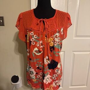 Daniel Rainn Orange Floral Blouse bin1